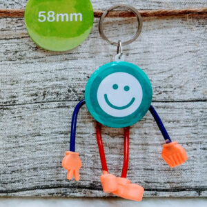 BUTTON BADGE CARTOON KEYCHAIN WITH MYLAR