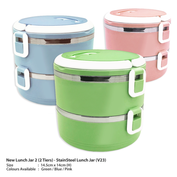 M NEW LUNCH JAR 2 (2 TIERS) - STAINLESS STEEL LUNCH JAR (V23)