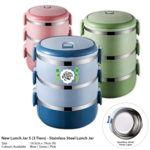 M Lunch Jar 5 (3 Tiers) - Stainless Steel Lunch Jar