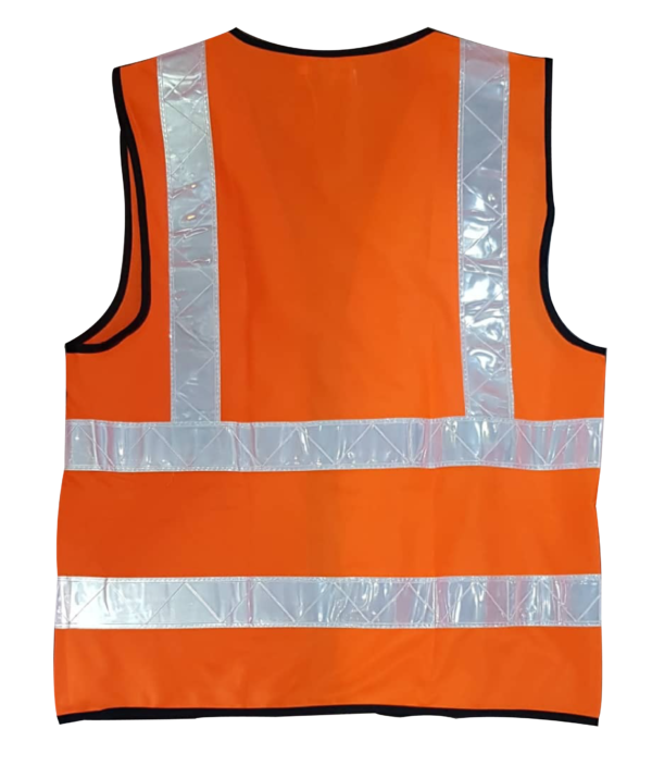 S SAFETY VEST ORANGE C/W VERTICAL WHITE REFLECTOR