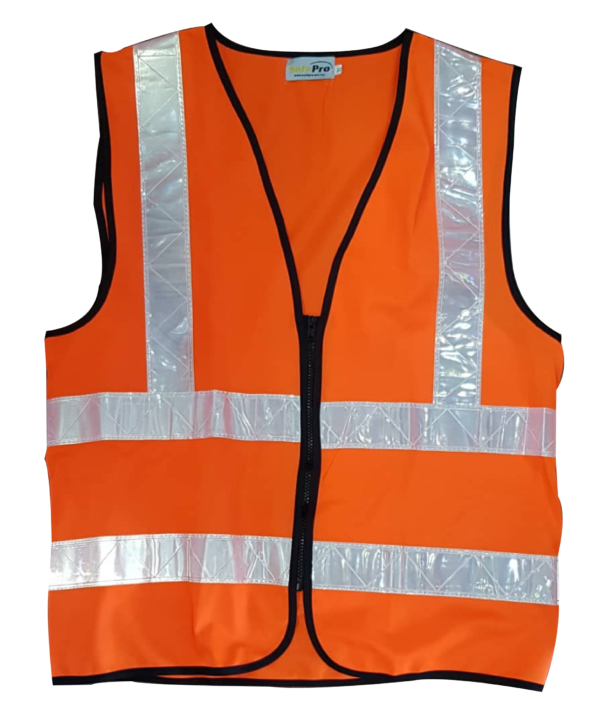 S SAFETY VEST ORANGE C/W VERTICAL WHITE REFLECTOR
