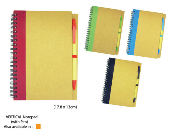 M VERTICAL NOTEPAD (WITH PEN)