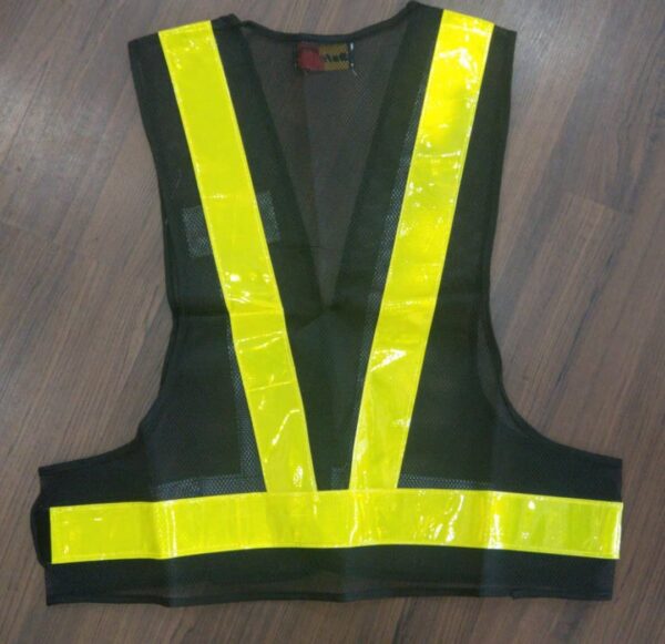 S SAFETY VEST V-NETTING BLACK C/W YELLOW REFLECTOR