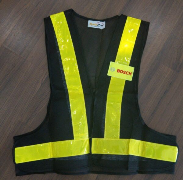 S SAFETY VEST V-NETTING BLACK C/W YELLOW REFLECTOR