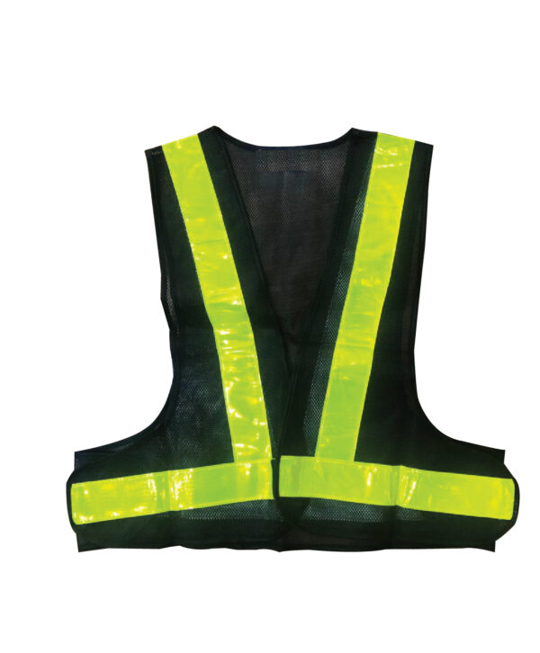 S SAFETY VEST V-NETTING BLACK C/W YELLOW REFLECTOR