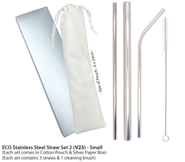 M ECO STAINLESS STEEL STRAW SET 2 (V23) - SMALL