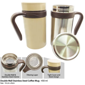 Double Wall Stainless Steel Coffee Mug - 450 ml M DOUBLE WALL STAINLESS STEEL COFFEE MUG - 450 ML