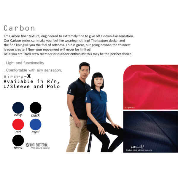AIRDRY CARBON - ADULT AIRDRY 100% MICROFIBER R/N & POLO
