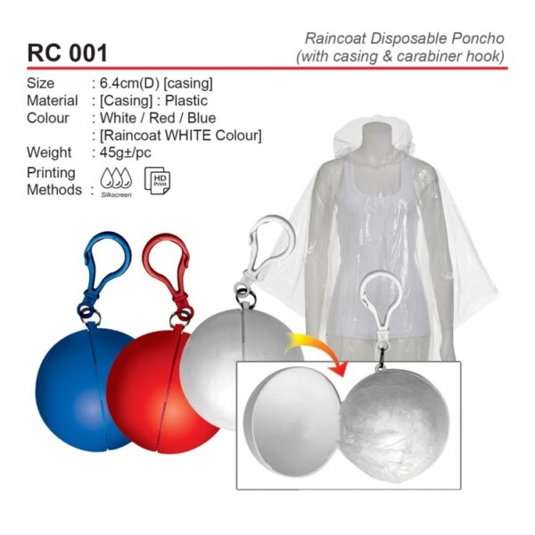 AD RC 001 RAINCOAT DISPOSABLE PONCHO