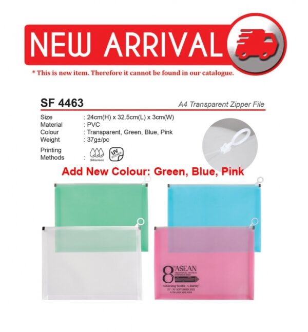 AD SF 4463 A4 Transparent Zipper File