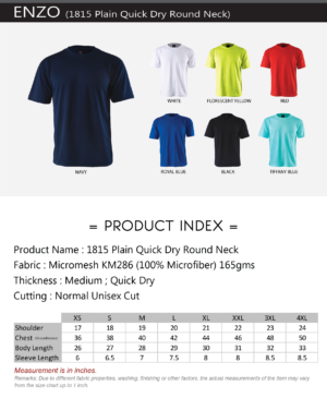 ENZO - 1815 PLAIN QUICK DRY ROUND NECK