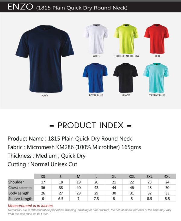 ENZO - 1815 PLAIN QUICK DRY ROUND NECK