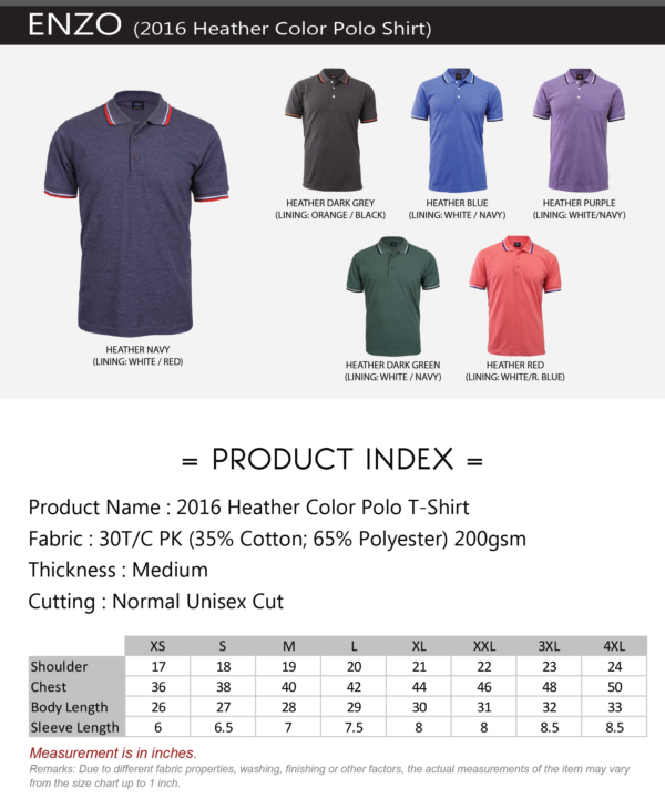 ENZO - 2016 HEATHER COLOR POLO SHIRT