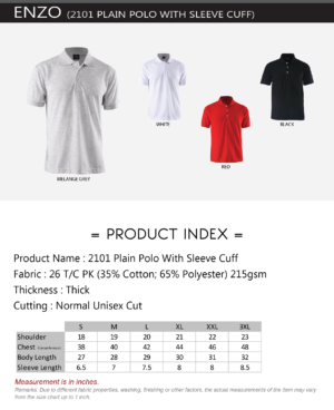 ENZO - 2101 PLAIN POLO WITH SLEEVE CUFF