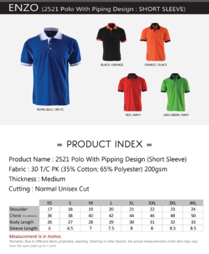 ENZO - 2521 SHORT SLEEVE POLO WITH PIPING