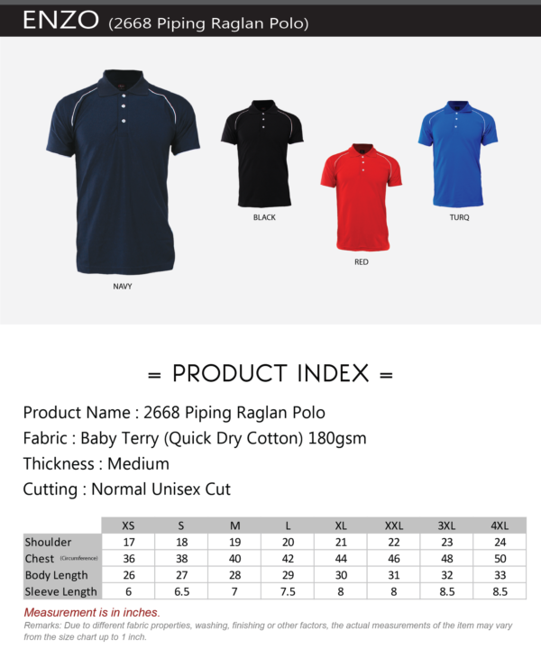 ENZO - 2668 PIPING RAGLAN POLO