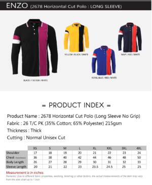 ENZO - 2678LS HORIZONTAL CUT & SEW LONG SLEEVE POLO