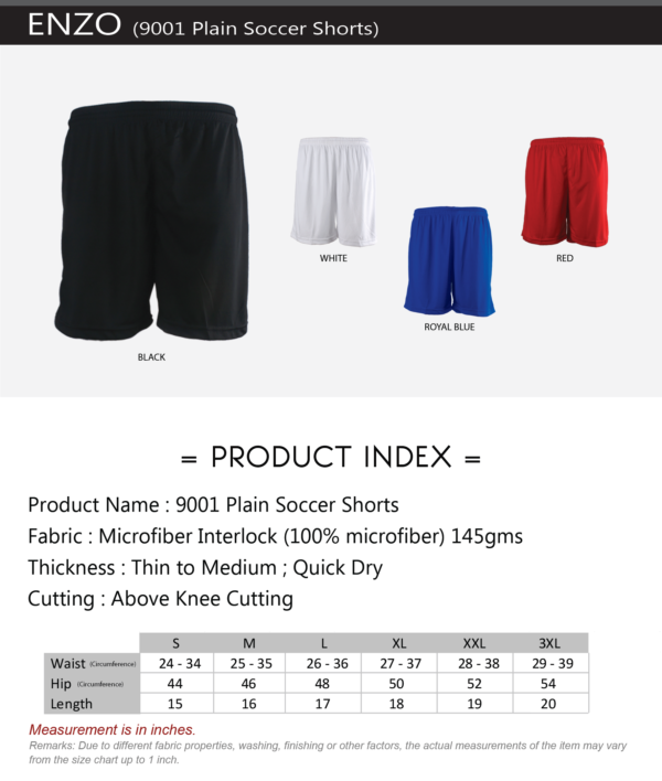 ENZO - 9001 / 9008 Plain Soccer Shorts