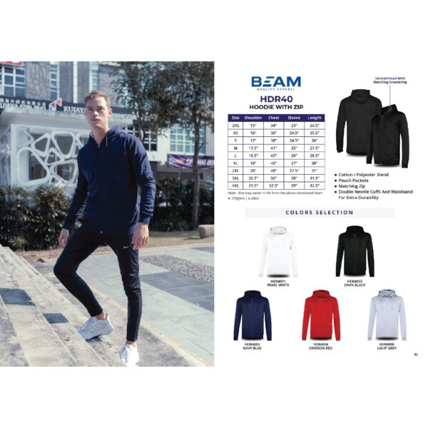 ULTIFRESH - HDR40 BEAM HOODIES WITH ZIP