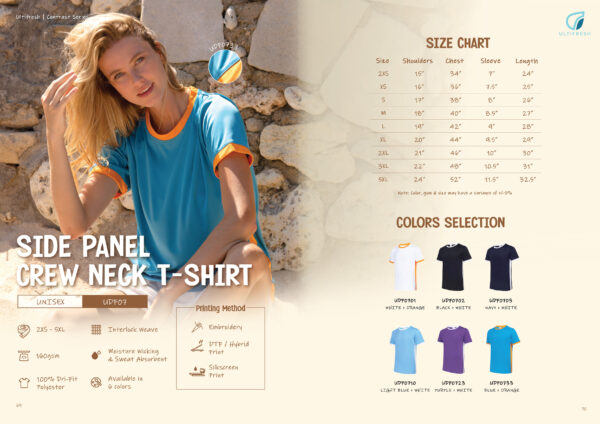 ULTIFRESH - UDF07 ULTIFRESH CONTRAST SIDE PANEL CREW NECK T-SHIRT (UNISEX)