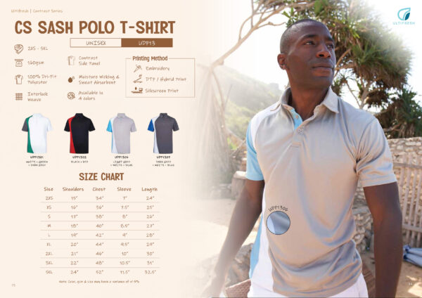 ULTIFRESH - UDF13 ULTIFRESH CONTRASTCS SASH POLO T-SHIRT (UNISEX) 160GSM
