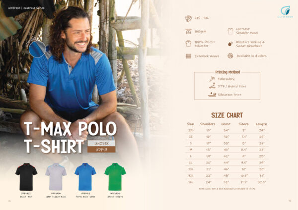 UDF19 ULTIFRESH - UDF19 ULTIFRESH CONTRAST T MAX POLO T-SHIRT (UNISEX) 160GSM