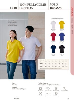 LE'FONSE - FC01 100% FULLYCOMB COTTON POLO 180GSM