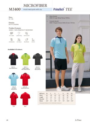 LE'FONSE - M3400 MICROFIBER MOCK NECK WITH ZIP (160GSM)