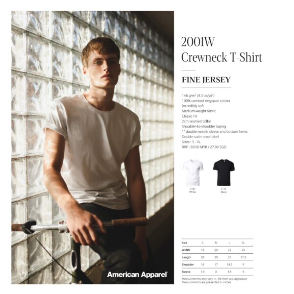 AMERICAN APPAREL - 2001W CREWNECK T-SHIRT