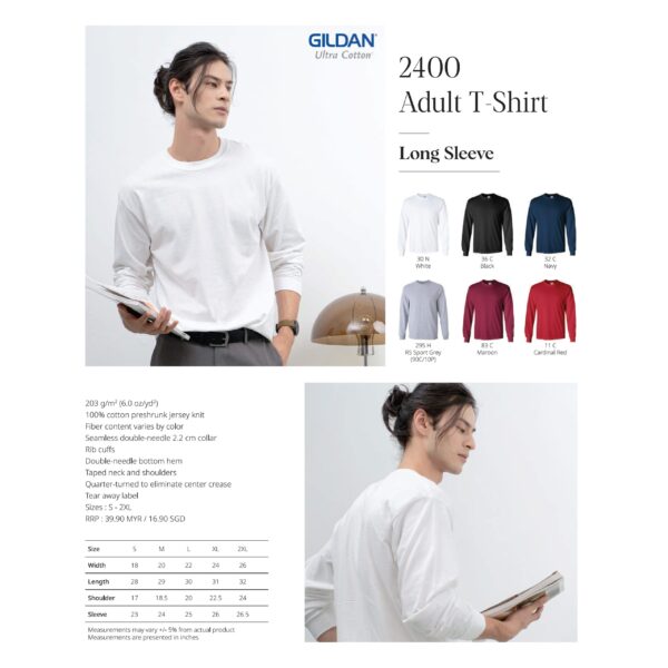 GILDAN - 2400 ULTRA COTTON ADULT LONG SLEEVE T-SHIRT