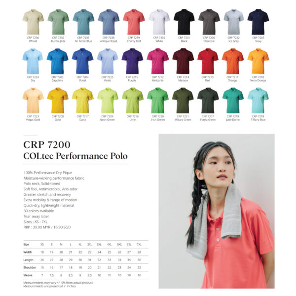 CROSSRUNNER - CRP7200 COLTEC PERFORMANCE POLO (160GSM)