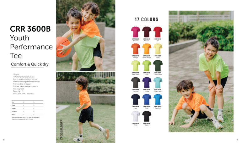 CRR3600B CROSSRUNNER - CRR3600B YOUTH PERFORMANCE TEE (160GSM)
