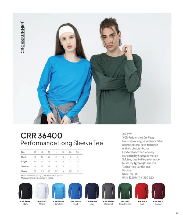 CROSSRUNNER - CRR36400 PERFORMANCE LONG SLEEVE TEE (160GSM)