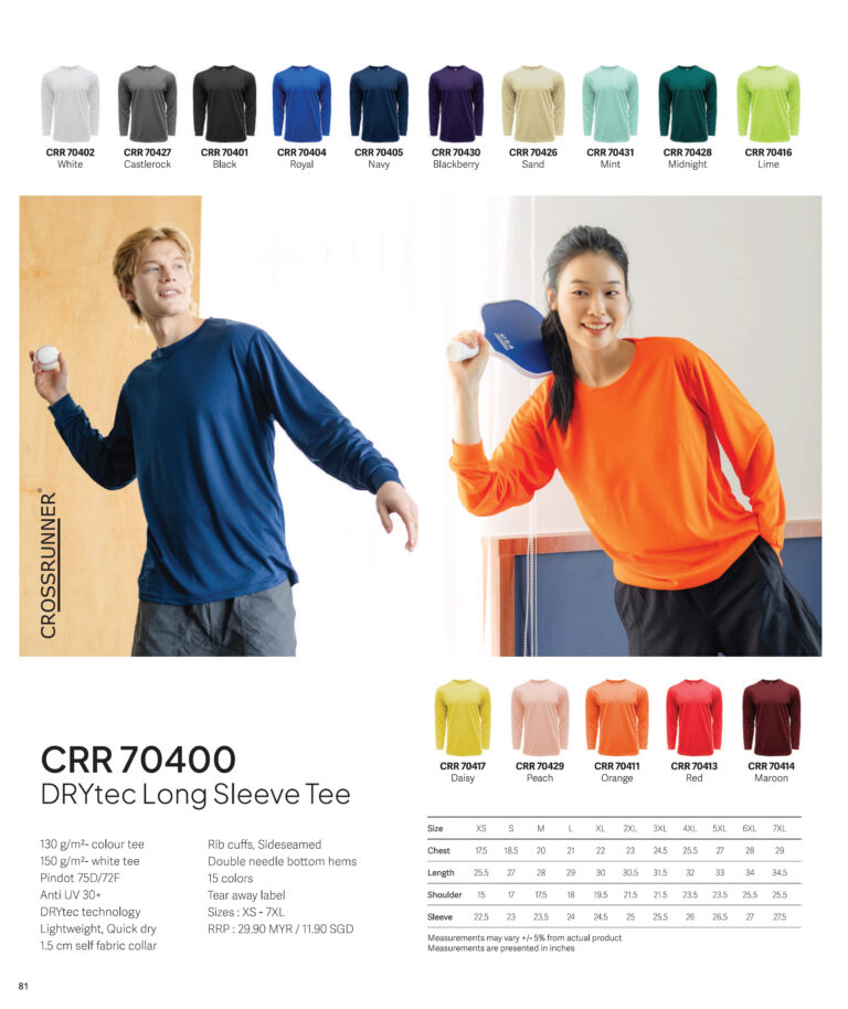 CRR70400 (2025) CROSSRUNNER - CRR70400 DRYTEC PERFORMANCE LONG SLEEVE TEE (130GSM)