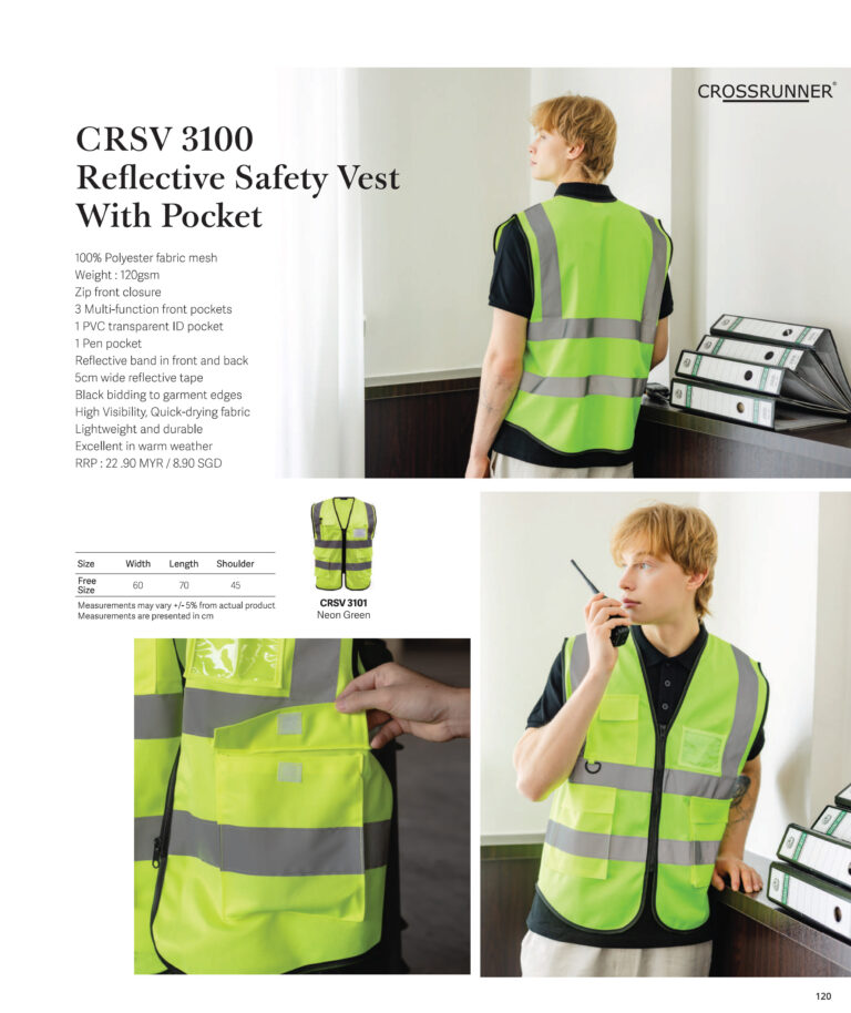 CRSV3100 CROSSRUNNER - CRSV3100 REFLECTIVE SAFETY VEST WITH POCKET 100% POLYESTER
