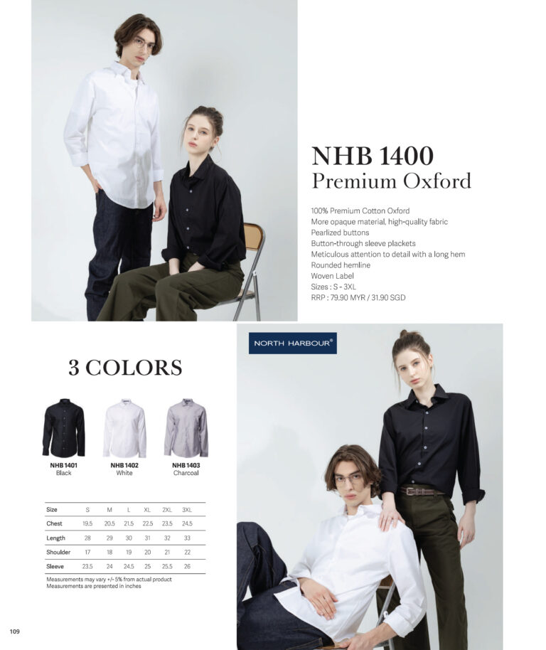 NORTH HARBOUR - NHB1400 100% PREMIUM COTTON OXFORD