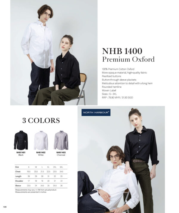 NORTH HARBOUR - NHB1400 100% PREMIUM COTTON OXFORD