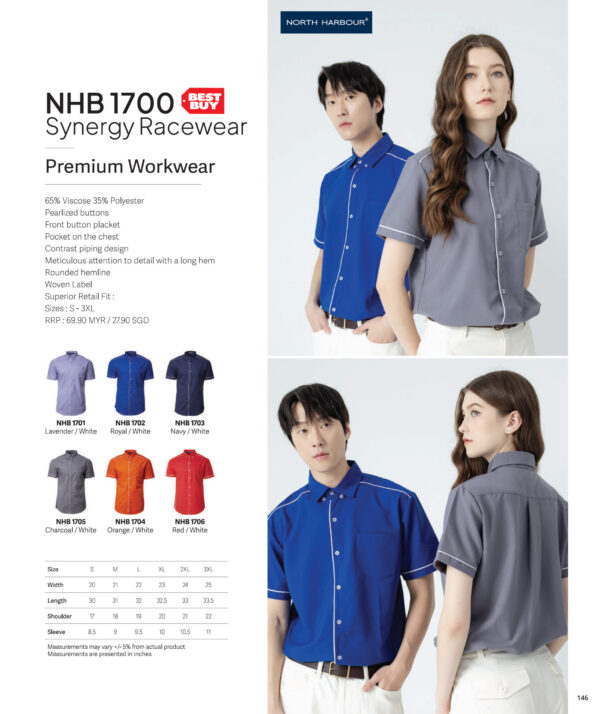 NORTH HARBOUR - NHB1700 SYNERGY RACEWEAR PREMIUM WORKWEAR