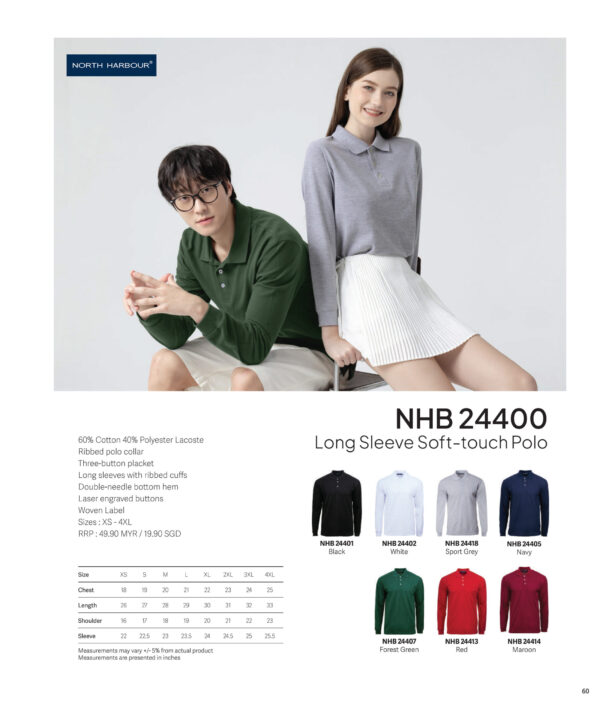 NORTH HARBOUR - NHB24400 LONG SLEEVE SOFT-TOUCH POLO