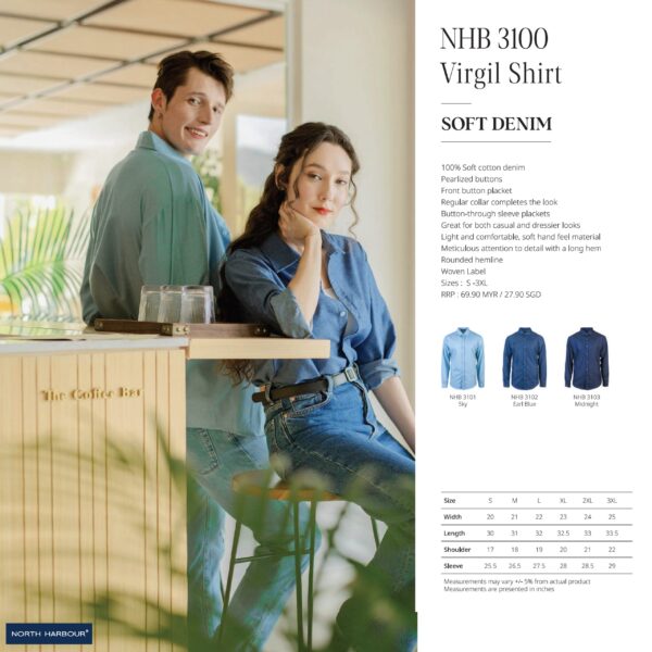 NORTH HARBOUR - NHB3100 VIRGIL SHIRT SOFT DENIM