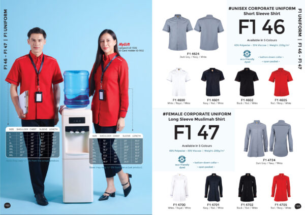 OREN - F1 46 / F1 47 CORPORATE UNIFORM SHIRT (UNISEX & FEMALE)