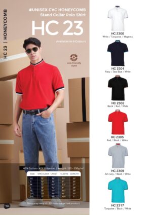 OREN - HC 23 UNISEX CVC HONEYCOMB STAND COLLAR POLO SHIRT (220-230GSM)