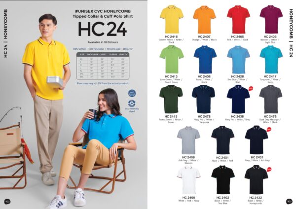 OREN - HC 24 UNISEX CVC HONEYCOMB POLO SHIRT (220-230GSM)