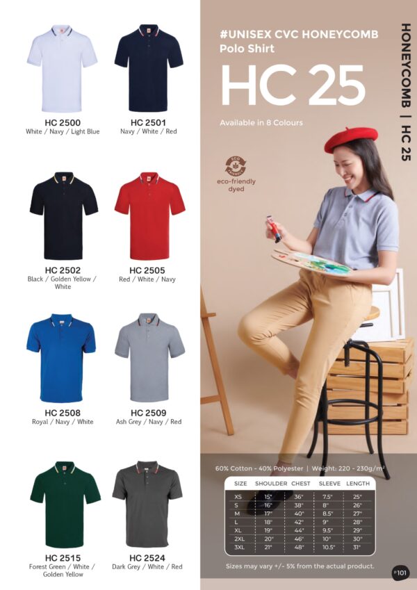 OREN - HC 25 UNISEX CVC HONEYCOMB POLO SHIRT (220-230GSM)