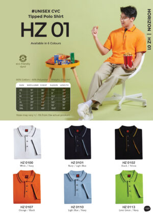 OREN - HZ 01 UNISEX CVC TRIPPED POLO SHIRT (215GSM)