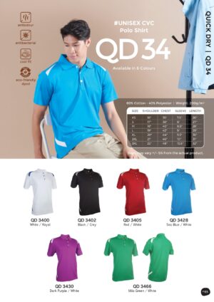 OREN - QD 34 UNISEX CVC POLO SHIRT (200GSM)