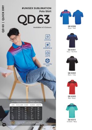 OREN - QD 63 UNISEX SUBLIMATION 100% POLYESTER INTERLOCK POLO SHIRT (150GSM)