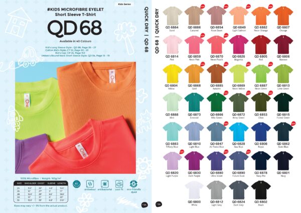 OREN - QD 68 KID MICROFIBER EYELET SHORT SLEEVE T-SHIRT 160GSM