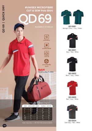 OREN - QD 69 UNISEX MICROFIBER CUT & SEW POLO SHIRT (170GSM)