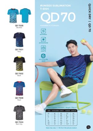OREN - QD 70 UNISEX SUBLIMATION 100% POLYESTER INTERLOCK T-SHIRT (150GSM)